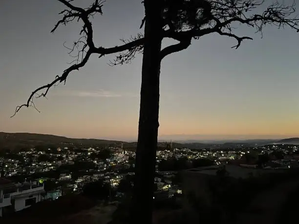 Outdoor lights lit the city of shillong at dawn