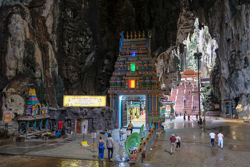 Kuala Lumpur, Malaysia - November 2022: Batu Caves is a Hindu shrine in Gombak, in the north of Kuala Lumpur on November 3, 2022 in Selangor, Malaysia.
