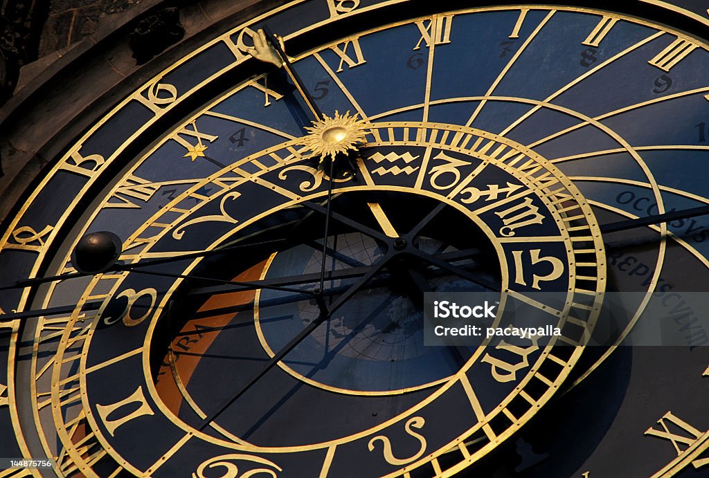A beautiful astronomical clock Czech Republic - Prague - Astronomical clock in the old town square Accuracy Stock Photo