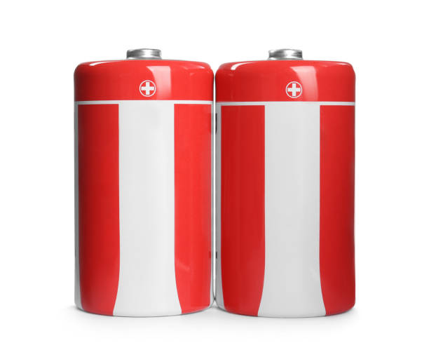 istock New D batteries on white background. Dry cell 1448757654