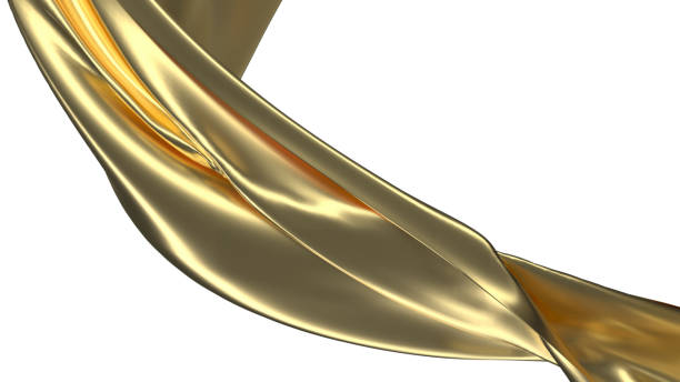istock Golden wavy silk satin cloth flying 1448759802