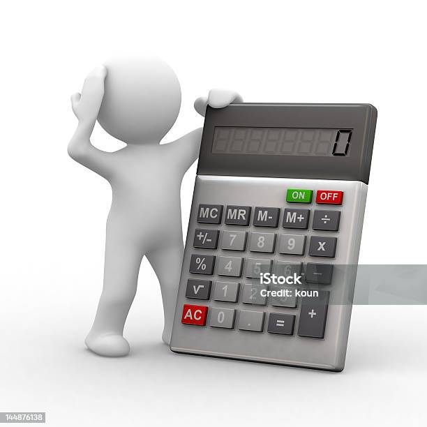 Illustration Of A Confused Cartoon With A Calculator Stock Photo - Download Image Now
