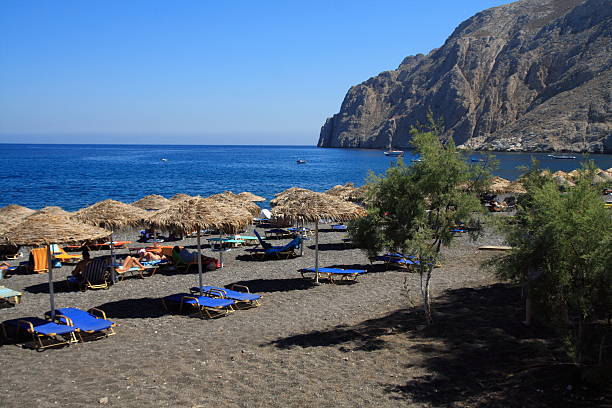 istock Kamari beach in Santorini island, Greece 144876305