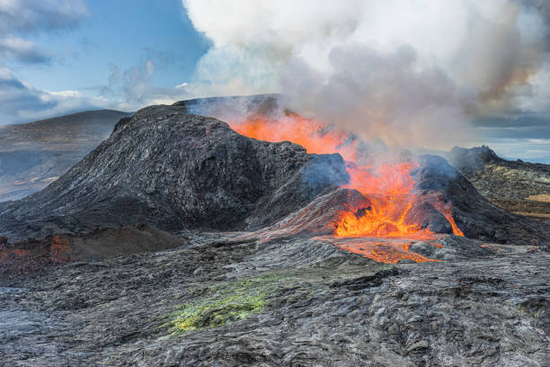 istock Volcanic eruption in Iceland during the day 1448765074