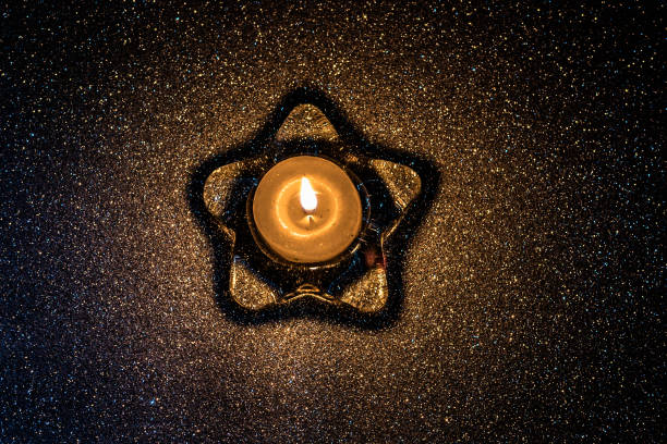 Festive still life with candle for background