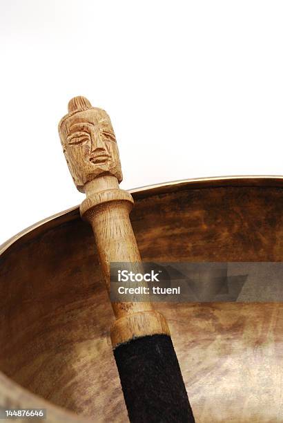 Tibetan Singing Bowl And Mallet Stock Photo - Download Image Now - Alloy, Asia, Buddhism
