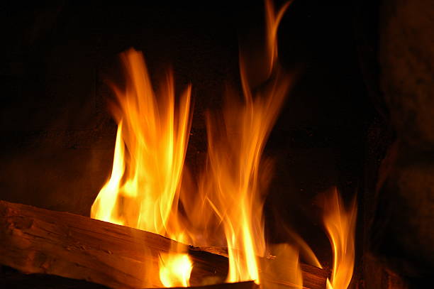 Burning logs stock photo