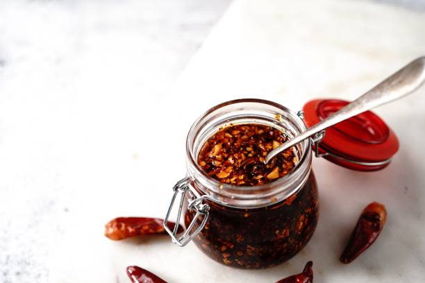 istock Asian chilli oil in a glass jar 1448769589