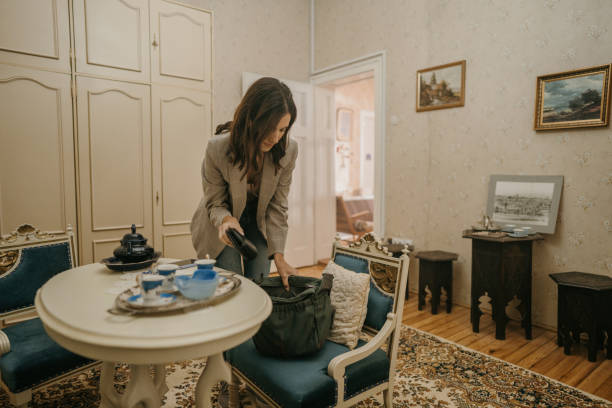 istock Woman preparing to leave 1448769590