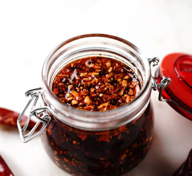 istock Asian chilli oil in a glass jar 1448769594