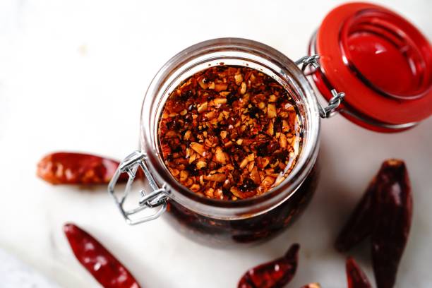 istock Asian chilli oil in a glass jar 1448769595