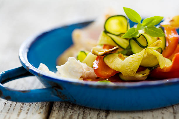 cooked vegetables and feta