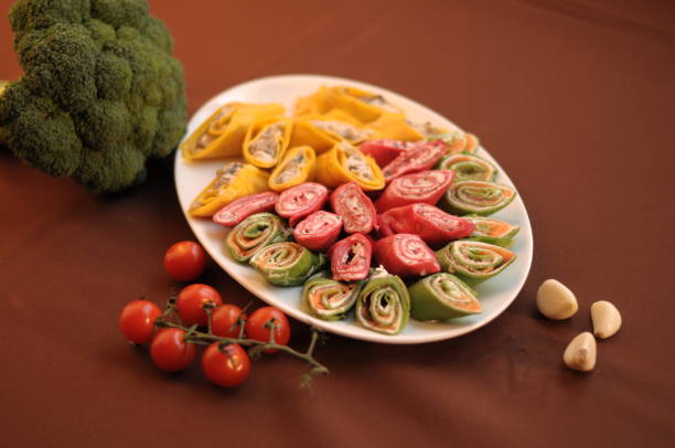 istock colorful rolls with different fillings, festive food 1448773659