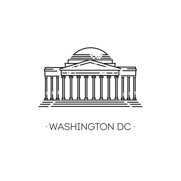 Vector illustration of Washington DC, Line Art Vector illustration. Thomas Jefferson Memorial