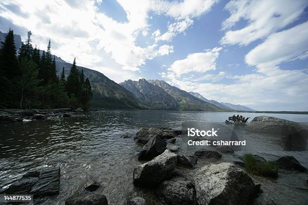 Photo libre de droit de Lac Jenny À Grand Angle De Grand Tetons banque d'images et plus d'images libres de droit de Grand angle - Grand angle, Horizontal, Lac