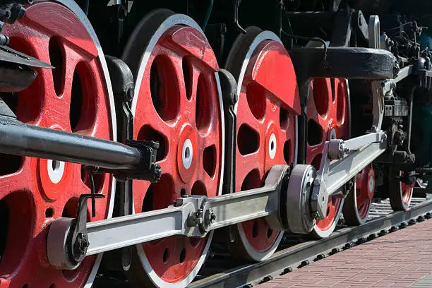 Old steam locomotive wheels, Moscow railway 