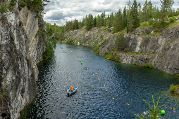 istock Marble canyon in the mountain park Ruskeala 1448777523