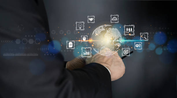 istock Businessman using mobile smart phone. Financial and banking, Digital link tech, big data. 1448778154