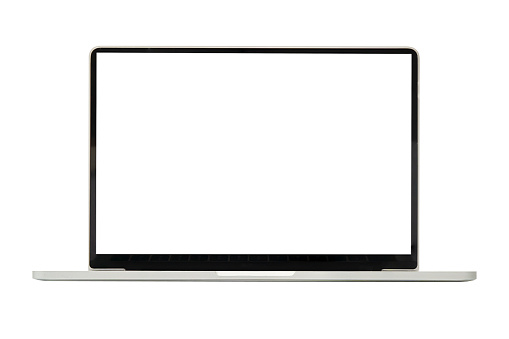 Empty computer screen illustration mock-up. laptop with empty space isolated on white background, clipping path.