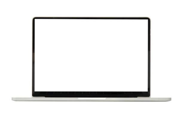 laptop with empty space isolated on white background, clipping path. stock photo