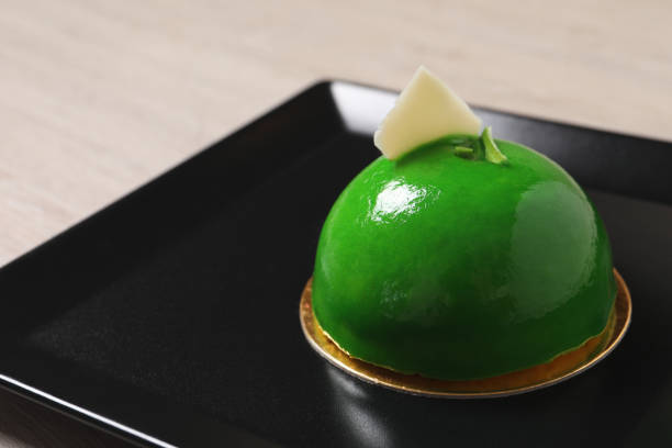 istock Delicious dessert decorated with white chocolate on plate, closeup. Space for text 1448779151