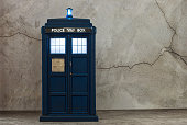 Illuminated Police call box. Tardis from Doctor Who