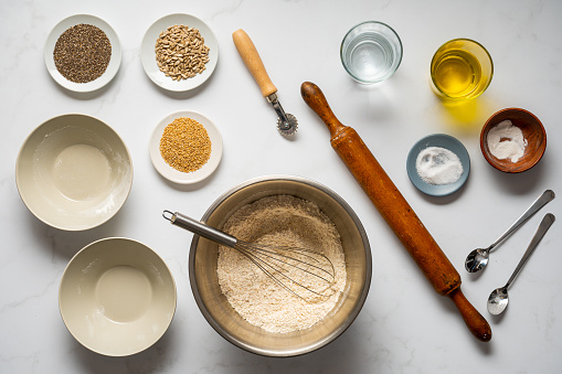 Salted biscuits and ingredients