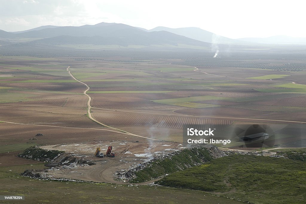 Landfill site Rubbish being dumped viewed from a distance. Accidents and Disasters Stock Photo