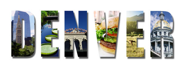 istock Text collage of assorted images from around Denver Colorado isolated on white 1448784526