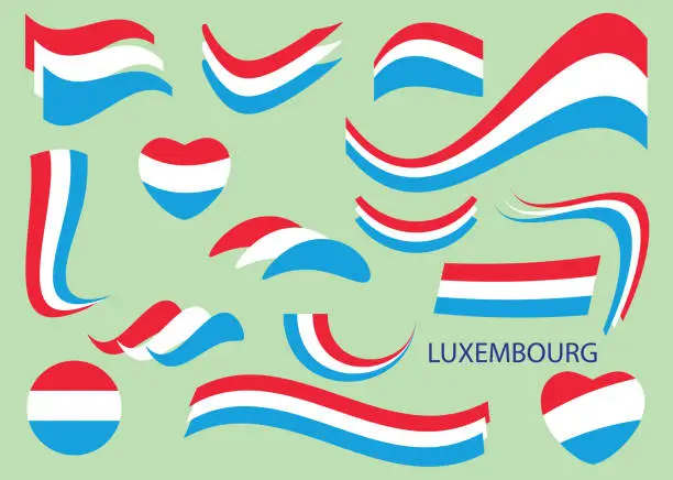 Vector illustration of flag of Luxembourg - vector curved elements