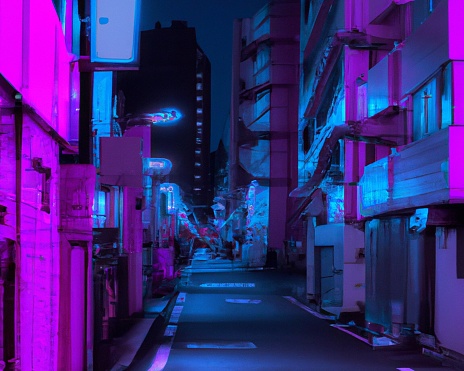 Calles de Japón con estética vaporwave photo