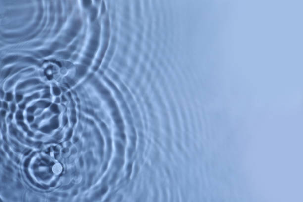 istock Closeup view of water with circles on blue background. Space for text 1448786942