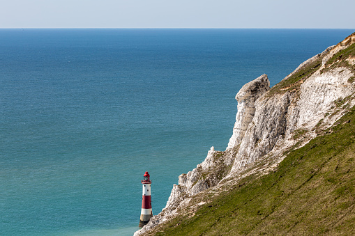 Beachy Head Lighthouse on the Sussex Coast on a Sunny Spring Day