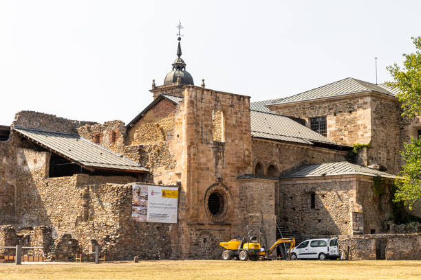 Restoration works in the ruined Monastery of Saint Mary of Carracedo, in Spain