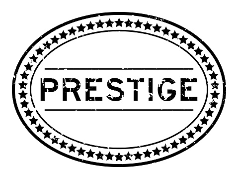 Grunge black prestige word oval rubber seal stamp on white background