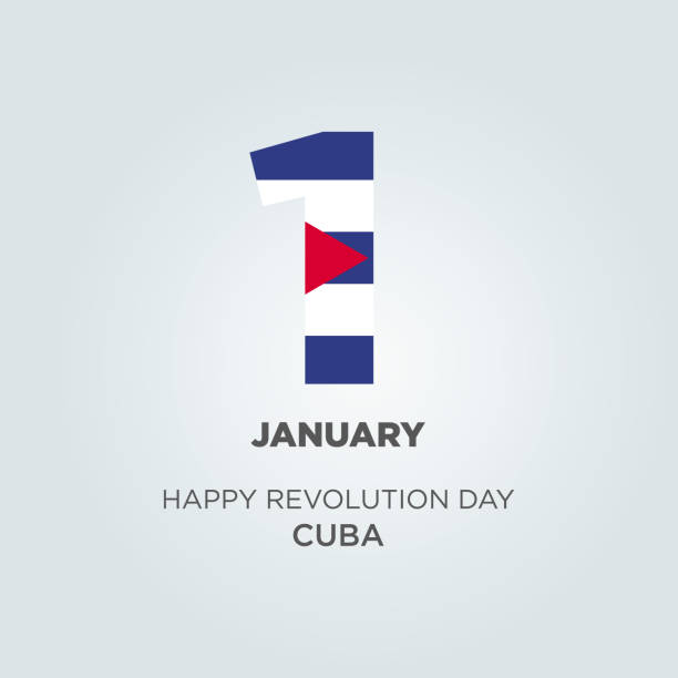 ilustrações de stock, clip art, desenhos animados e ícones de happy revolution day cuba design. number 1 made of the cuban flag as cuba celebrates its revolution day on the 1st of january. - 1950 1959