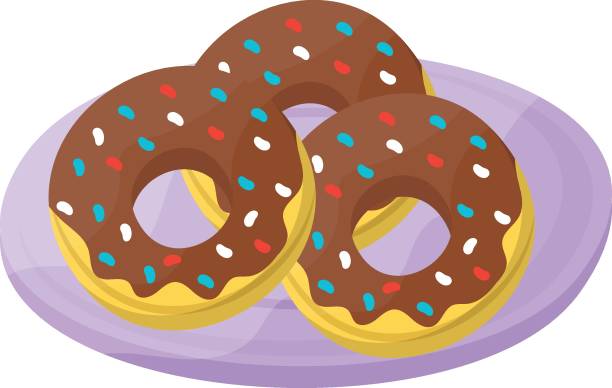 초콜릿 유약 도넛 또는 도넛 개념 반지 모양의 케이크 벡터 아이콘 디자인 패스트 푸드 기호 정크 푸드 기호 인기 있는 저렴하고 좋은 맛  간식 스톡 일러스트레이션 귀여운에 대한 스톡 벡터 아트 및 기타 이미지 - Istock