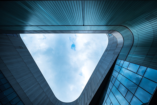 Bright and modern ceiling Modern Building in Shenzhen, China\nAbstract Architecture, curve detail and modern facade