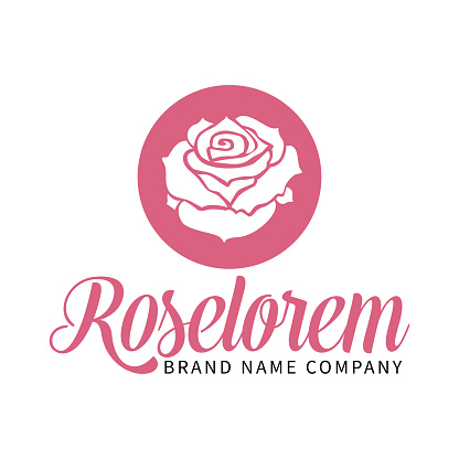 Vector Illustration of a Beautiful Blossom Rose Flower Design Symbol Emblem Flower Shop Element Template