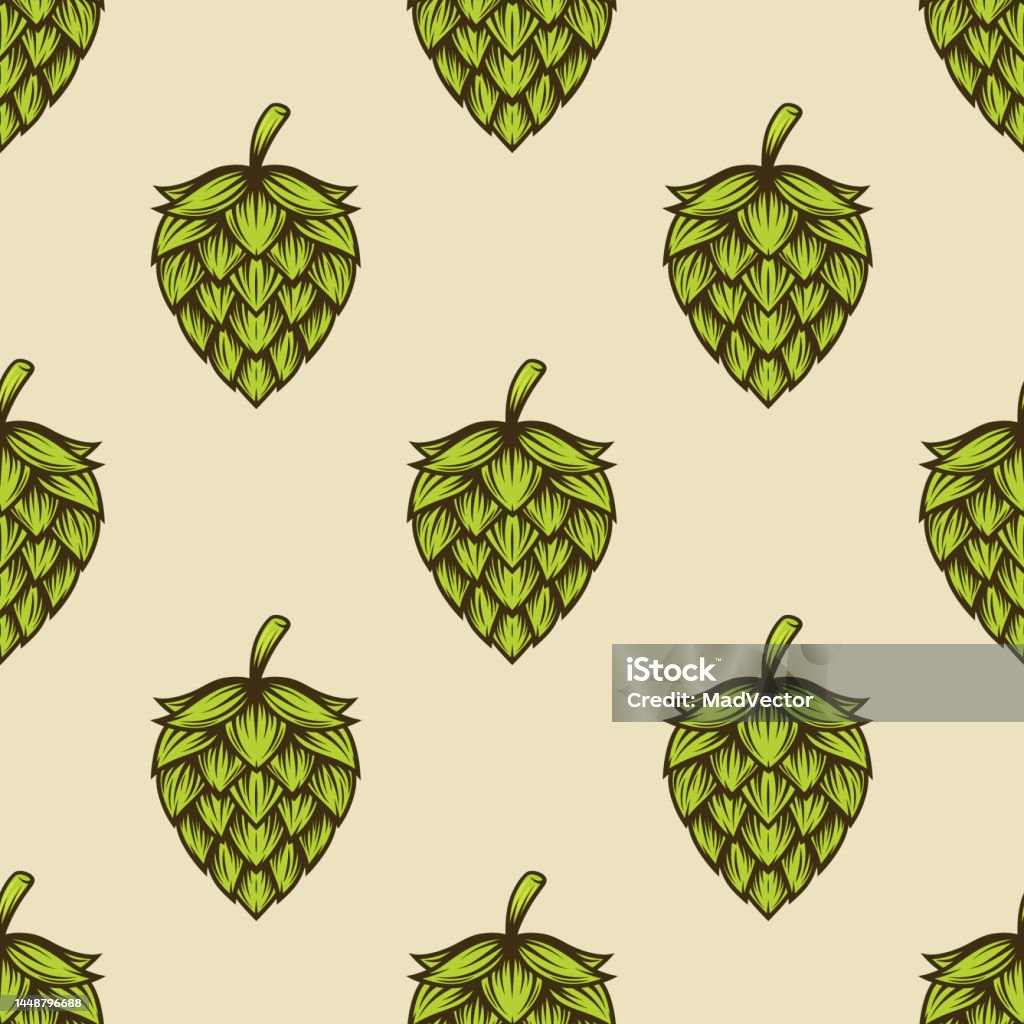 Hop Pattern Vector Vector Seamless Pattern With Green Hand Drawn Cartoon Hop Design ...