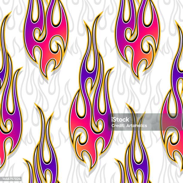 Burning Fire Flame Seamless Pattern Vector Art Image Fire Repeating ...