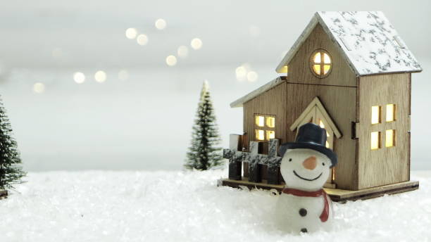 istock Merry Christmas background with snow, colorful bokeh backdrop. 1448800830