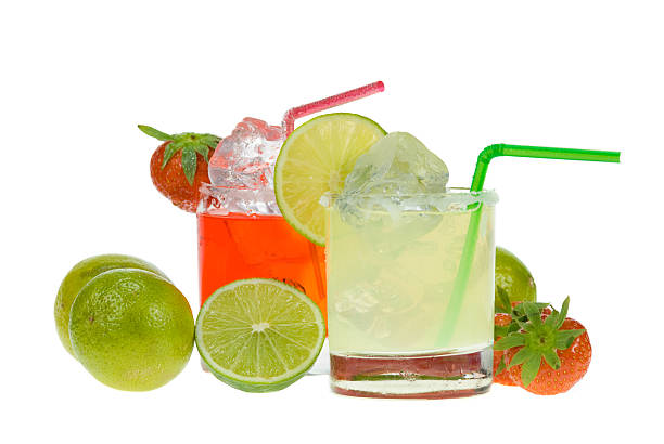 two colorful margaritas stock photo