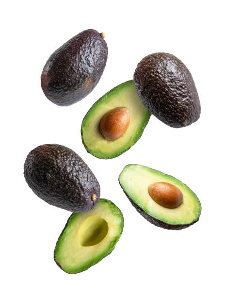 istock flying avocados isolated on white background 1448804194