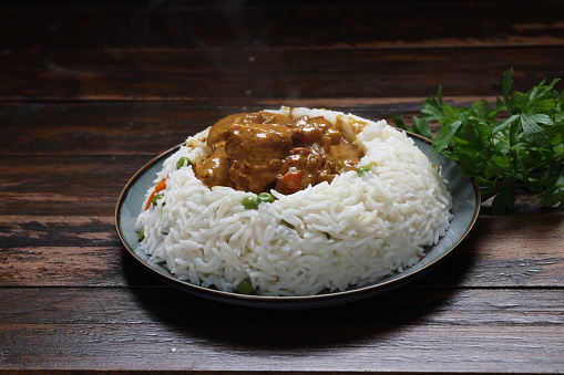 Chicken Curry in Basmati Rice Volcano