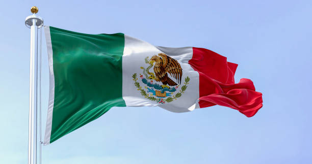 istock Mexican national flag waving in the wind 1448808501