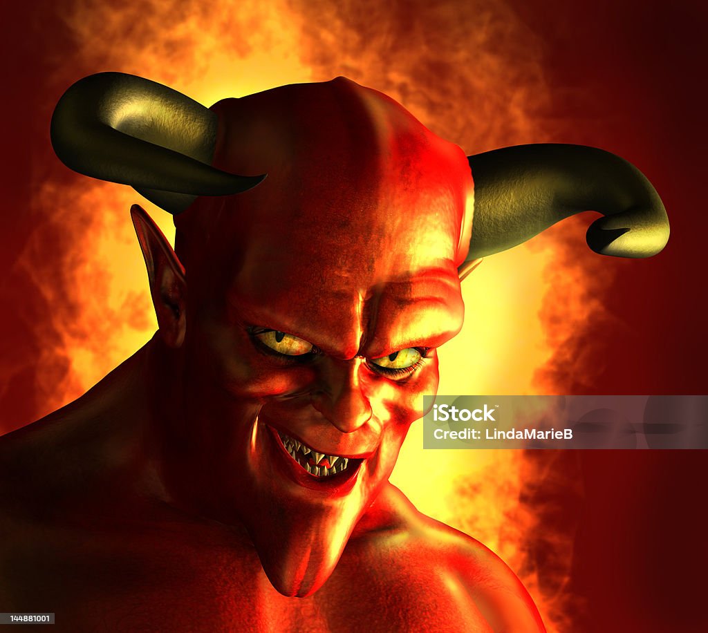 Devilish Grin 3D rendered portrait of a devil with a devious grin. Devil Stock Photo