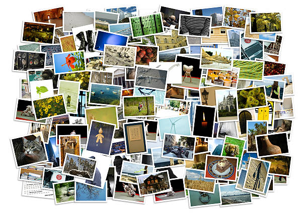 Stack of photos - background Stack of photos isolated from the background large group of objects stock pictures, royalty-free photos & images