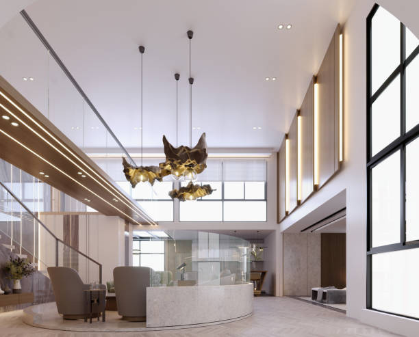 istock 3d rendering,3d illustration, Interior Scene and  Mockup,living room interior modern style,wooden floors, marble walls and sofas. 1448812046
