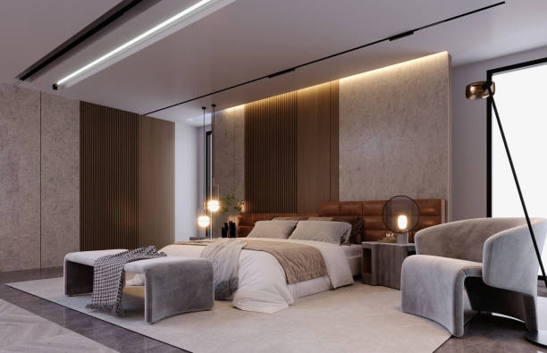 istock 3d rendering,3d illustration, Interior Scene and  Mockup,bed room interior modern style. 1448812187